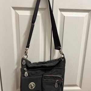 Large Baggallini Gray Crossbody Bag with Multiple Pockets